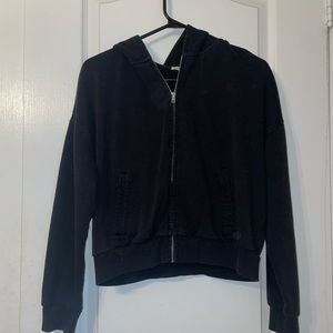 Garage black crop zip up hoodie